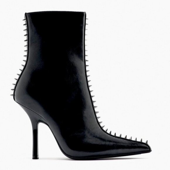 Zara Studded Heeled Ankle Boots studs Spiked Size 36 NEW - Picture 3 of 16